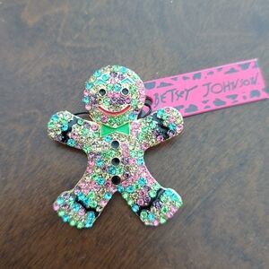 Betsey Johnson Multicolor Gingerbread Brooch